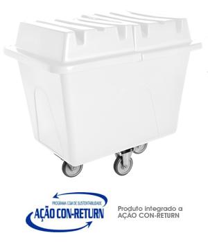 Carrinho de carga Cuba de plastico (Polietileno PEAD) 400 litros (Linha Hospitalar)